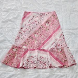 Exact Change pink floral skirt